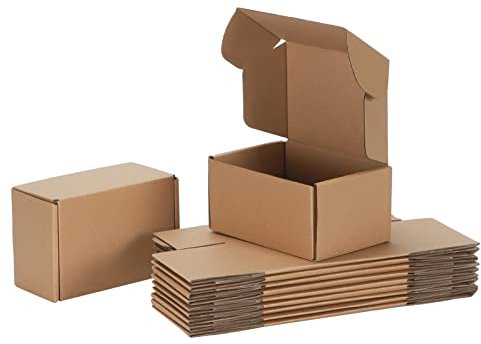 Pemtow 6x4x3 kleine Versandkartons 20er Set, braune Wellpappe, Literatur-Versandkarton für Verpackung, Versand, Geschäft