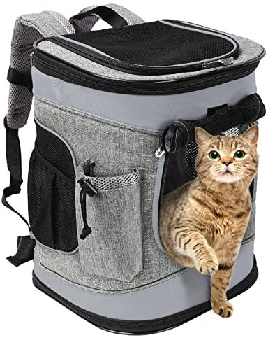 Kritter Planet Haustier-Rucksack mit Mesh-Fenster, atmungsaktive und Faltbare Hundetasche für Hunde und Katzen, herausnehmbare innere Haustier-Matte, für Wandern Radfahren Outdoor, 7kg Welpen