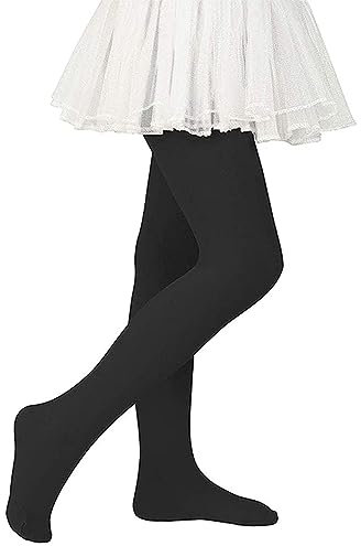 Zando Ballettstrumpfhose Kinder Mädchen Elastisch Strumpfhose Baby Tanzstrumpfhose Anti-Rutsch Atmungsaktiv Schwarz 6-9 Jahre (Tag Size L)