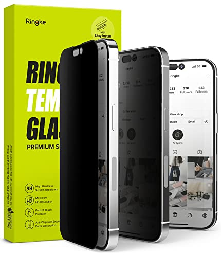 Ringke Privacy Glass Kompatibel mit iPhone 14 Pro Max Schutzfolie 6.7 Zoll Anti-Spy Glasfolie Privatsphäre Displayschutzfolie mit Einfachem Installationskit