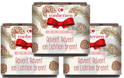 Handgeschöpfte BIO-Vollmilchschokolade/Emotion/Advent, Advent / 3 Stück zu je 50g