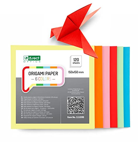 D.RECT 120 Blatt Origamipapier Doppelseitiger Faltpapier 15x15cm 150x150mm 6 Farben