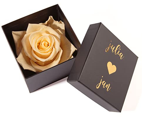 ROSEMARIE SCHULZ Heidelberg 1 beige Infinity Rose konserviert 8,5x8,5 cm haltbar 3 Jahre personalisierbare Rosenbox (Beige, Personalisiert)