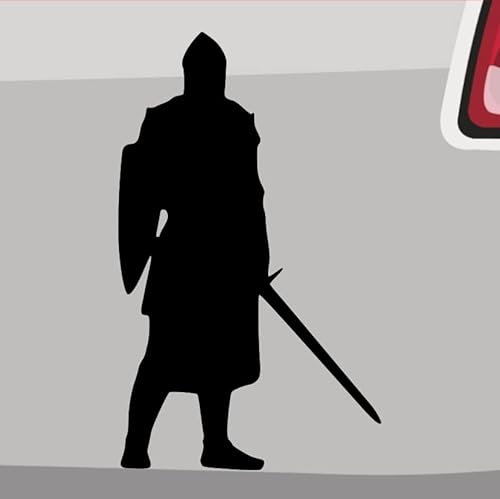 Generisch Ritter mit Schild Aufkleber Sticker Helm Schwert König Mittelalter Burg 10x6cm Farbe: Schwarz