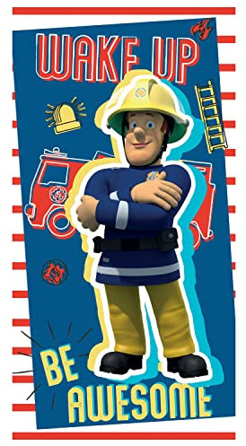 Strandtuch Duschtuch Badetuch Handtuch Feuerwehrmann Sam Wake Up Be Awesome Feuerwehrleiter Feuer Sirene 70 x 140 cm 100% Baumwolle