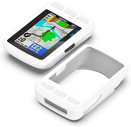 2 Stück Silikonhülle kompatibel mit Wahoo Elemnt Roam Bike Computer Mount Abdeckung GPS Fahrrad Computer Schutzfolie Stoßstange Zubehör (weiß)