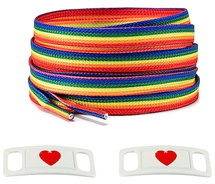 Gay Pride Schnürsenkel, ein Paar Schuhdekorations-Charms, LGBT Proud Love, LGBT-Geschenke, Regenbogen-Flagge, gestreifte Schnürsenkel, perfekt für Turnschuhe, Stiefel und Schuhe, Regenbogen, 122 CM