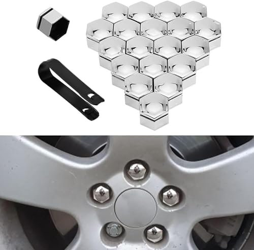 RAZZAI Auto Radschraubenkappen für Hyundai I20 Getz,Radbolzen Radschrauben Kappen Radmuttern Nut Abdeckkappe Schraubenabdeckung Diebstahlschutzkappe Zubehör,B-Silver-17mm