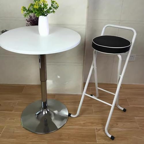 Barhocker Klappbar Sitzhöhe 65cm/75cm Klappbarer Hocker Mit Lehne Klapphocker Faltbar Mit Fußstütze Und Rutschfesten Füßen Küchenhocker Mit Weichem PU Leder Kissen Für Bar Café Küche (Color : Black,