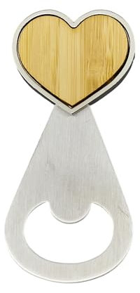 Doni Bomboniere Matrimonio 12PZ Apribottiglie con Cuore in Legno Regalo Utile Partecipazione per La Nozze Oro Argento Compleanni 40-50 Anni Tavola Festa della Mamma Originale Porta Fortuna Bamboo