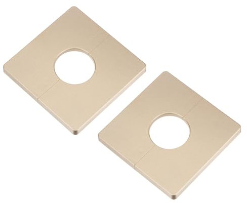 sourcing map 2pcs Placa de Escutcheon Autoadhesiva Cuadrada de ABS con Orificio de 33mm/1.3 Pulgadas de Diámetro Cubierta de Tubería de Agua para Decoración de Grifo Dorado