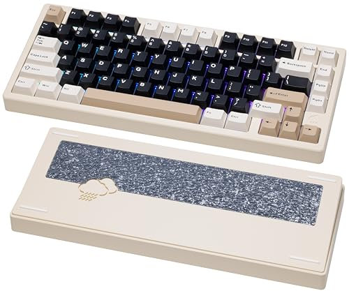 KEEBMONKEY WOBKEY Rainy 75 Aluminum Violet/Cocoa Switches Mechanical Keyboard with Superior Acoustics, Wired, BT, 2.4G Wireless Connectivity, RGB/FR4/Silver SUS304/7000mAh/Cocoa Switch (Pro - White)
