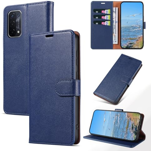 KKEIKO Handyhülle für Oppo A54 5G / Oppo A74 5G / Oppo A93 5G Hülle, Magnet Klappbar Handyhülle mit Kartenfach, PU Leder Stoßfest Schutzhülle für Oppo A54 5G / Oppo A74 5G / Oppo A93 5G, Blau