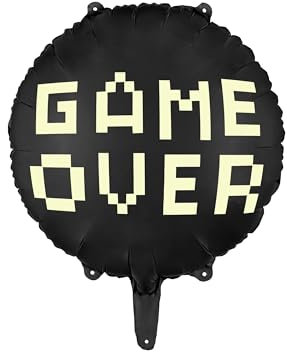 Game Over runder Folienballon, schwarz, 45 cm