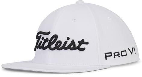 Titleist Herren Tour Elite Flat Bill Golfmütze, Weiß × Schwarz, 57.0-59.0 cm