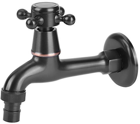 Brass Faucet, Wall in Single Cold Water Tap Faucet Bathroom Sink Faucet Wall Mount Tap Black Antique Faucet G1/2in Washing Machine Faucet Bathroom Vanity Faucet