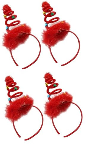 FOMIYES 4 Stück Weihnachtskopfbedeckung rotes Stirnband Kopfbedeckung Schleife Stirnband fasching haarschmuck faschings haarschmuck Feder Haarreifen Weihnachtshaarband Blitz Weihnachtsbaum