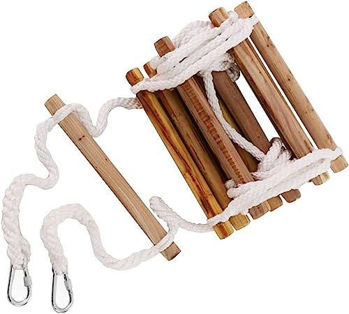Notfall-Fluchtseil-Holzleiter, Feuerleitern, weiche Sicherheitsleiter, Flucht aus Fenster und Balkon, Klettern in der Luft, mit Haken, reines Massivholz
