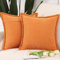 Madizz 2er Set Fransen Chenille Schlicht Zierkissenbezüge Modern Kissenbezug Kissenhülle Sofakissen Lendenkissen für Sofa Schlafzimmer Orange 50x50 cm