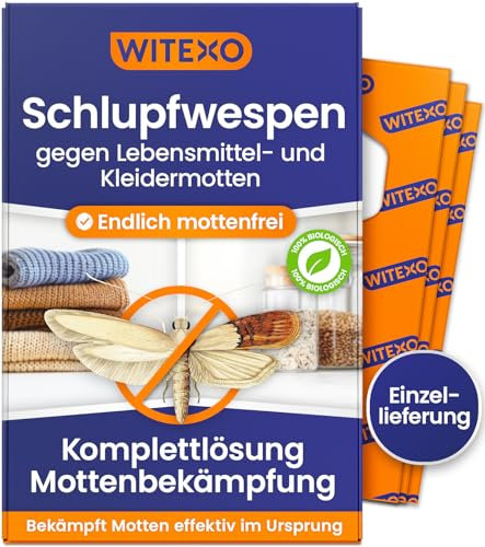 Witexo® Schlupfwespen gegen Lebensmittelmotten und Kleidermotten | Motten bekämpfen (3 Karten à 1 Lieferung, Ergänzende Einzellieferung)