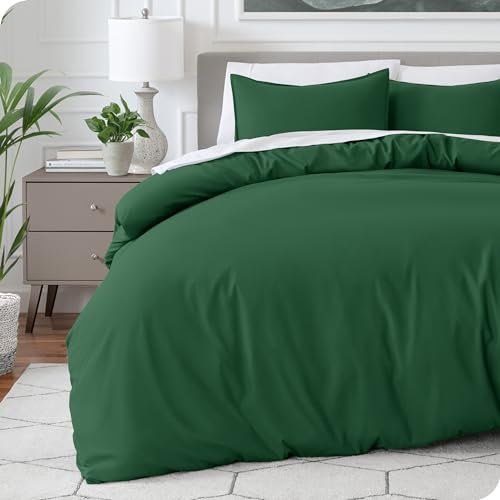 Bare Home Duvet Cover Set Double Size - Premium 1800 Ultra-Soft Duvet Cover Set - Lightweight - Cooling Duvet Cover - Bed Duvet Cover with 2 Pillowcases (Double, Forest Green)