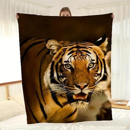 Tiger Kuscheldecken Tiger Sherpa Decke Flanell Weich Fleecedecke Bettüberwurf Junge Kuscheldecke Flauschige Decke Geschenke Für Jungs (Styple 10#,130x150 cm)