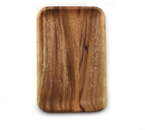 Assiette à manger rectangulaire en bois, antidérapante et anti-déversement, assiette en bois pour la maison, la cuisine, les restaurants (25 x 16,5 x 2)