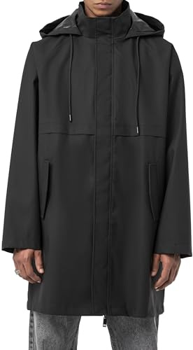 Moderner Unisex Parka mit Kapuze und durchdachten Details Regenjacke für jede Jahreszeit Schwarz S
