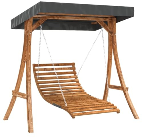 vidaXL Hollywoodschaukel, Gartenschaukel mit Dach, Bett-Schaukel für Garten Terrasse, Gartenliege Hängeliege, Massivholz Fichte mit Teak-Finish