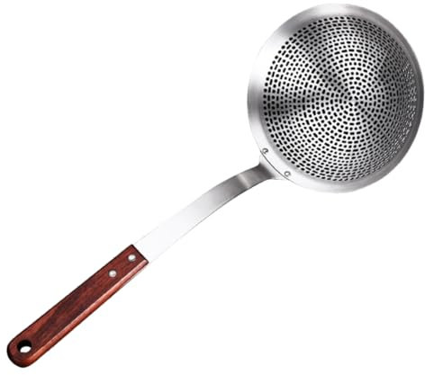 Mikinona Schaumlöffel Aus Edelstahl Netzlöffelsieb Filterkelle Für Küchenkochgeschirr Ölfiltersieb Zum Leichtigen Trennen Von Heißem Öl Oder Kochendem Wasser Ergonomischer Griff Für Einfach