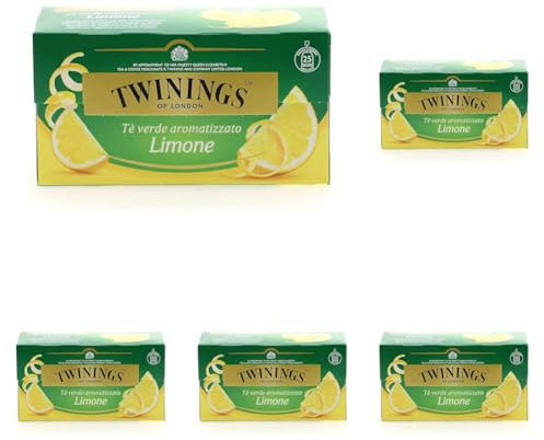 Twinings, Tè Verde Aromatizzato al Limone dal Sapore Rinfrescante, con Caffeina, Infusi e Tisane, Confezione da 125 Filtri