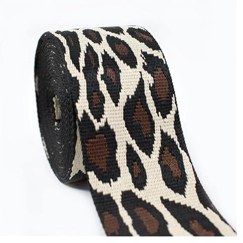 DCTPETHM Gurtband 2/5 Meter Leopard Nylon Gurtband 50mm Jacquard Band Taschen Gurt Sicherheitsgurt Rucksack Schrägband 1,5mm dick DIY Nähzubehör(RD915-B01,50mm-2Meters)