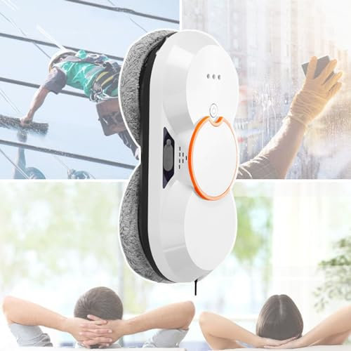 LKYLGYU Robot lavavetri 5600pa, lavavetri Intelligente con spruzzo d'Acqua Automatico/Telecomando, Robot lavavetri per finestre/Piastrelle/Porte in Vetro, Bianco