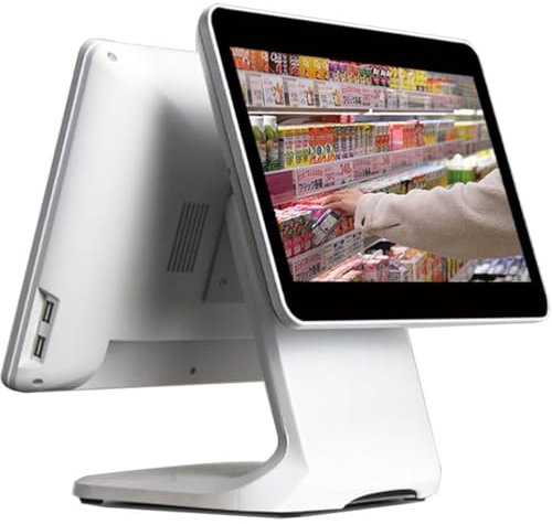 All-in-One-Smart-Kassen-POS-System – 15,6-Zoll-Verkaufskasse mit Dual-Touchscreen, Auflösung 1366 x 768, für Kleinunternehmen, Restaurants, Einzelhandel