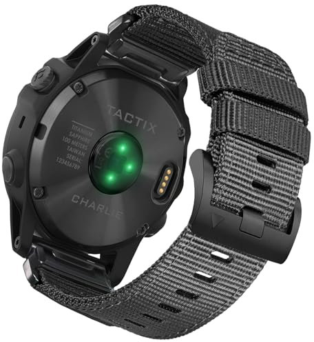 HEMSUT Sport-Militärarmband Kompatibel mit Garmin Fenix 8 51mm/5X Plus/Fenix 7X Fenix 5X/Fenix 5X Plus/Fenix 6X/Fenix 6X Pro/Fenix 3/HR/Descent MK1/D2 Delta PX/D2, 26mm Ersatzarmband