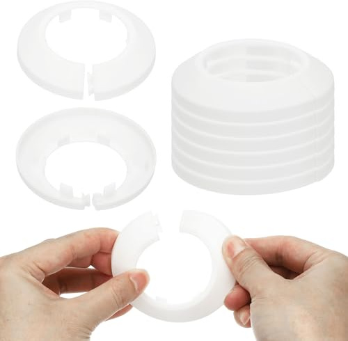 PATIKIL 44mm Plumbing Cover Plates, 9 PCS Wall Split Flange Pipe Cover Decoration Escutcheon Plate Collar Flange Water Pipe Cover Decoration PP Plastic for Wall Pipe Tube Hole, White