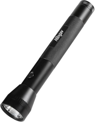 Wangdaqi Linternas LED grandes de 3 celdas resistentes con batería D, modo único, linterna de aleación de aluminio, linterna de metal resistente para aventuras al aire libre y cortes de energía de