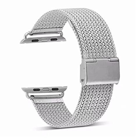 LPMPCZKZGF Banda De Metal Milanés 42mm 44mm Compatible Con Apple Watch 6 / SE / 5/4 / 3/2 / 1 38mm 40mm Correa De Reloj De Acero Inoxidable Compatible Con IWatch SE / 7 41mm 45mm Watch strap(Silver,42