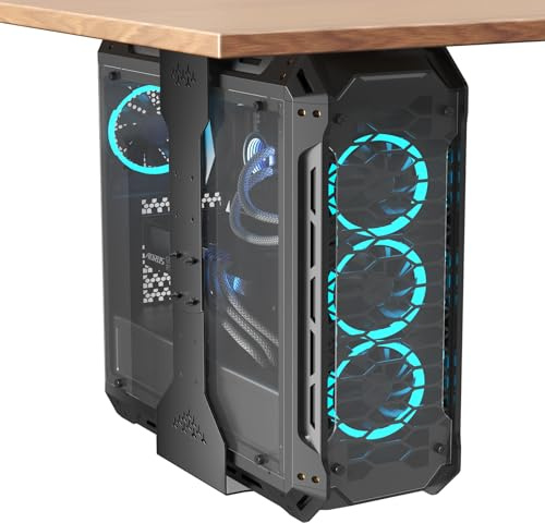 PUTORSEN Soporte para PC para Debajo del Escritorio, Anchura máxima de hasta 340 mm, Capacidad de Carga de hasta 35 kg, Soporte para PC Debajo del Escritorio con Acolchado Protector