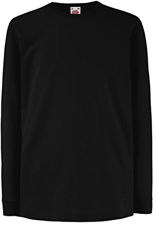 Fruit of the Loom Kids Cotton Value Long Sleeve T Shirt Black 9-11