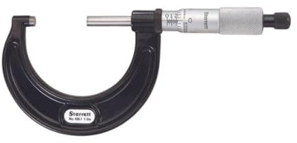 Starrett 436.1XRL-2 Außenmikrometer, Ratschenanschlag, Kontermutter, Hartmetallflächen, 1-2 Bereich, 0,001 Teilung, +/- 0,0001 Genauigkeit