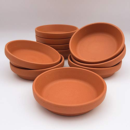 RUNADI Round terracotta plant pot saucers - 9cm diameter (pack of 10)