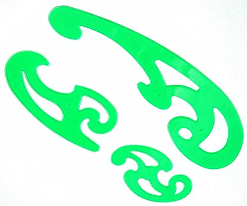 French Curve Ruler French Curves for Drawing Sewing Technical Drawing Set and Curves Curved Ruler Drawing Templates Ellipse Template Strong Sturdy Plastic Draughtsman Template (3 Piece Curve Set)