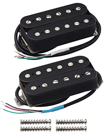 Fleor haute puissance Alnico V Guitare électrique double Coil Humbucker cou Laiton 50 mm Plaque de base, couleur noir, 4 fils Neck & Bridge noir