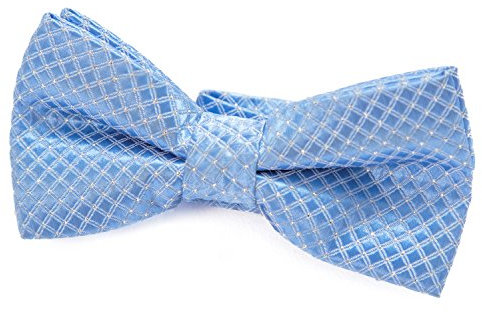 DonDon Edle Kinder Jungen Fliege gebunden und längenverstellbar 9 x 4,5 cm hellblau glänzend mit silbernen Punkten