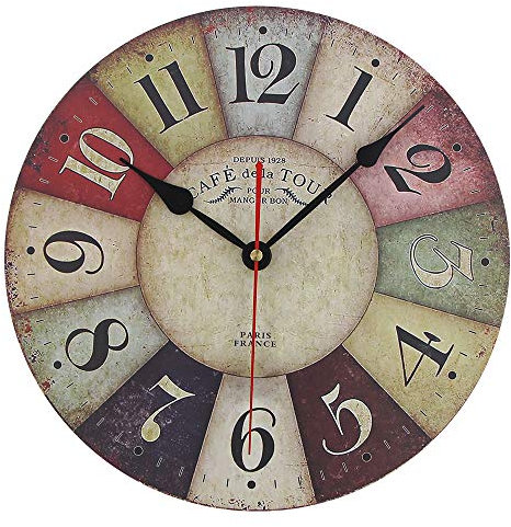 Vintage Wanduhr aus MDF mit lautlosem Uhrwerk - Wanduhr Küchenuhr Design Central Amsterdam ca.s - kein nerviges Ticken