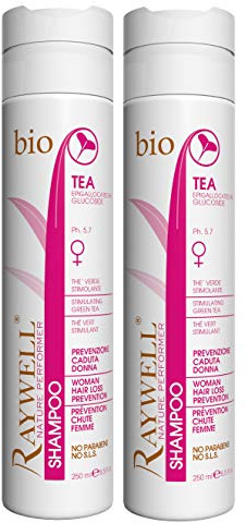 2er Woman Hair Loss Prevention Vorbeugendes Anti Haarausfall Frauen Shampoo Bio Tea Raywell 250 ml