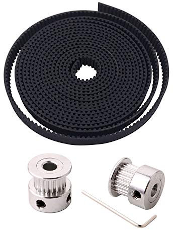 FULARR® 2M Professionnel 3D Imprimante GT2 Distribution Courroie, 2mm Pas 6mm Caoutchouc Crantée Courroie, avec 2Pcs 5mm 20T GT2 Distribution Courroie Poulie et 2mm Allen Clé
