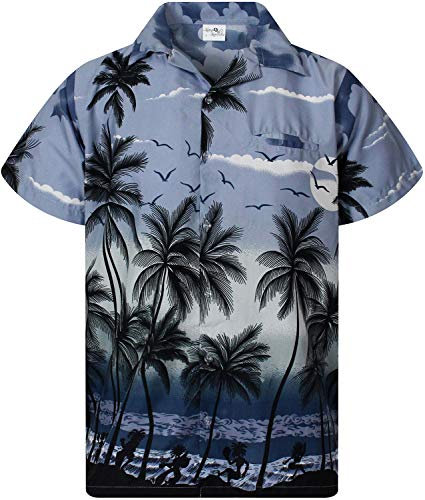 King Kameha Funky Chemise-Hawaienne, Manche-Courte, Beach, Gris, XXL