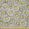 ABAKUHAUS Gänseblümchen Stoff als Meterware, Überlappten Blütenblätter drucken, Microfaser Multi Zweck Dekostoff für Kunsthandwerke, 3M (230x300cm), Gelb und Hellgrau